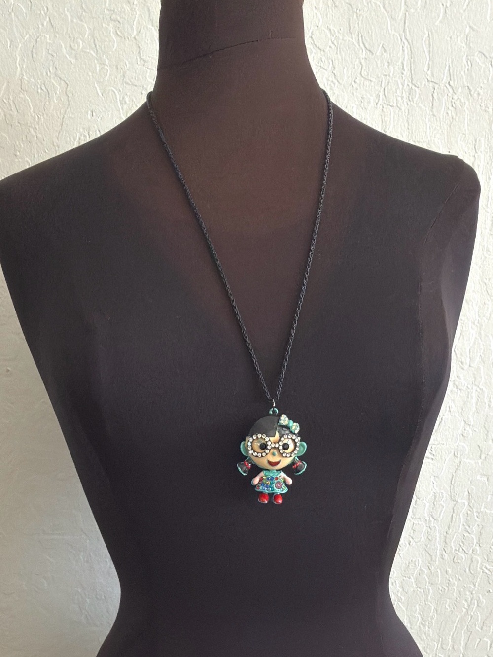 Good Golly Miss Dolly Crystal embellished Little girl with glasses necklace